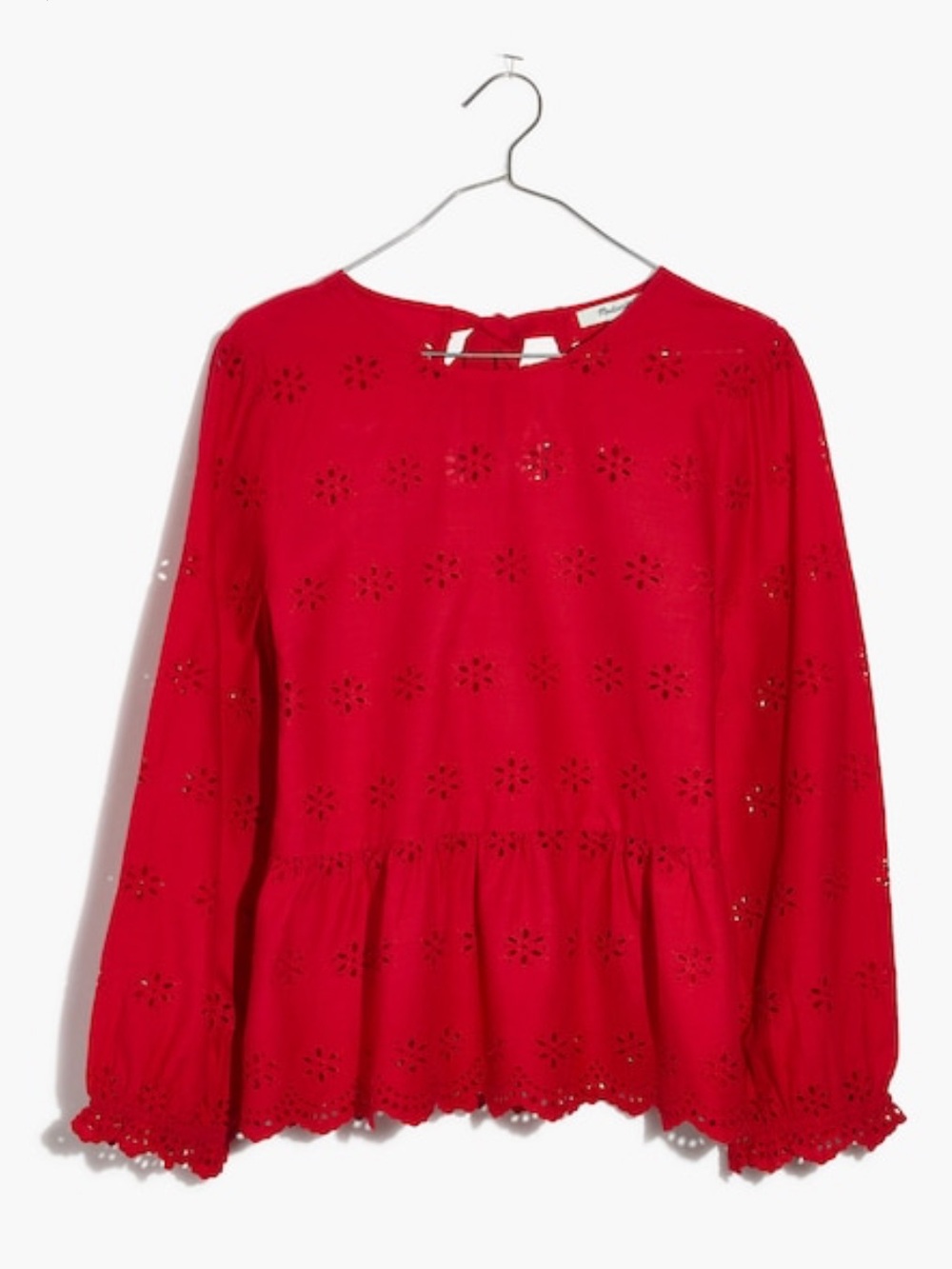 Madewell Eyelet Keyhole Peplum Top - Picture 1 of 8